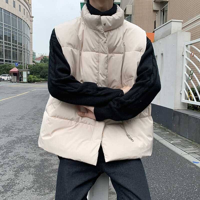 ins秋冬季无袖坎肩外穿背心棉衣马甲韩版潮流宽松情侣百搭外套男