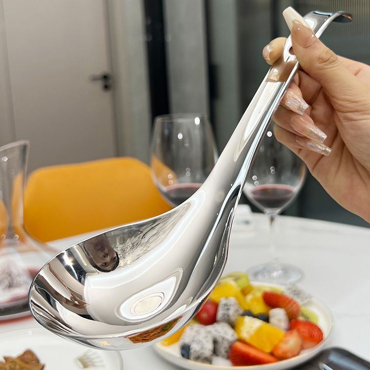 不锈钢304大号盛汤粥勺子稀饭加厚汤匙分餐舀汤家用米饭勺调羹
