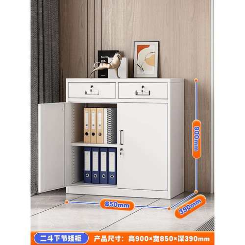 加厚二矮柜斗办公室资料文件柜物家用带锁抽具屉阳台柜二斗下节铁