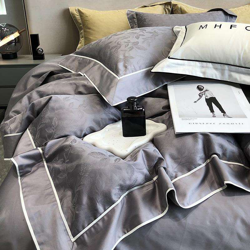 1澳棉140支提花YLS-2024高四件100套纯棉全棉被套长绒棉单档床床