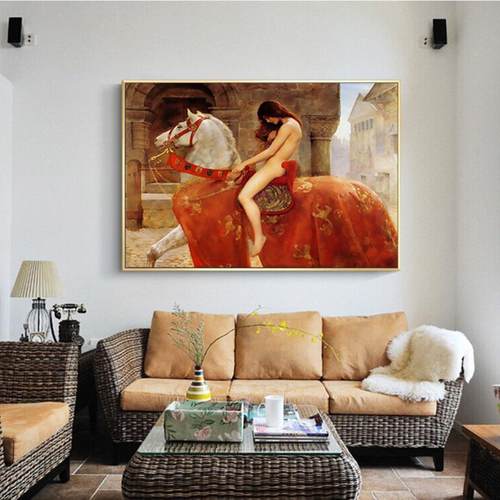 马背上酒的FBO1902-Godiva墙夫人艺术画装饰画油现代客厅壁画卧室