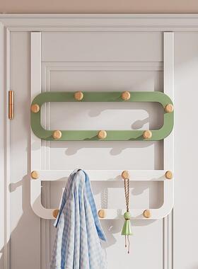 免打孔铁挂木排创意卧室收纳理整门上挂衣架浴室衣BG220222服挂架