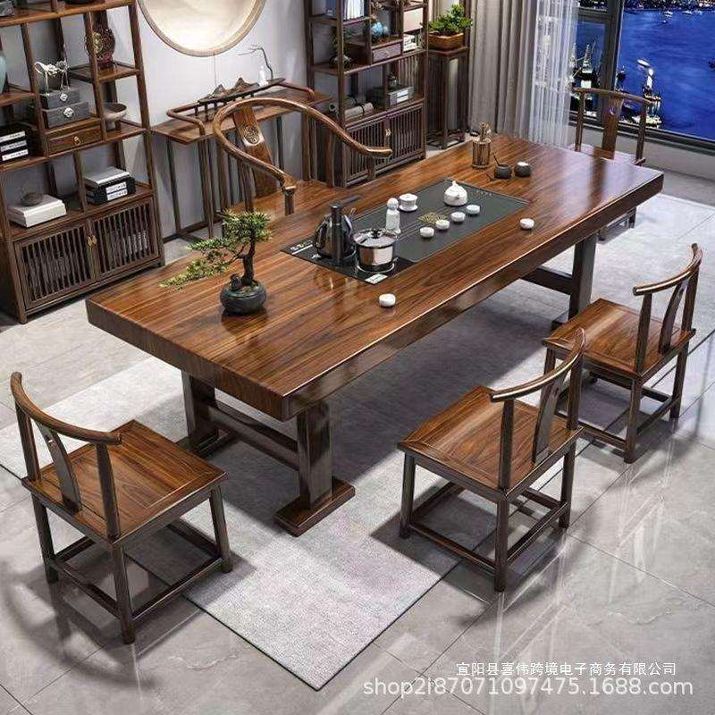 高端实整木大GPB板茶桌桌椅组合平一面体套泡家用茶几办公室家用