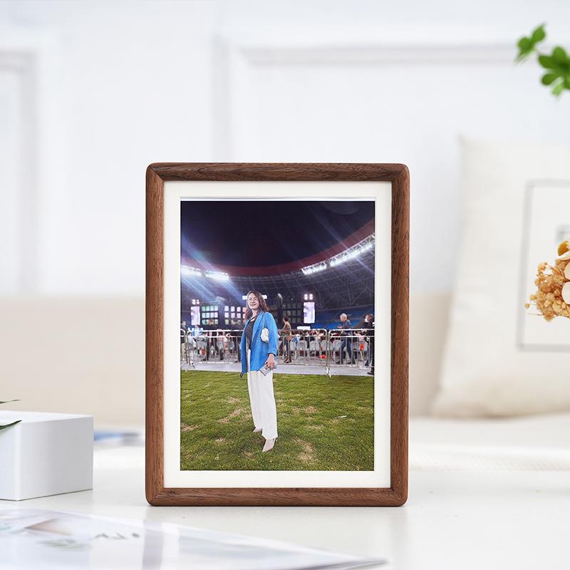 家现货胡桃相木框摆台外圆厂黑内方实木榫外圆内方卯复古装裱画框