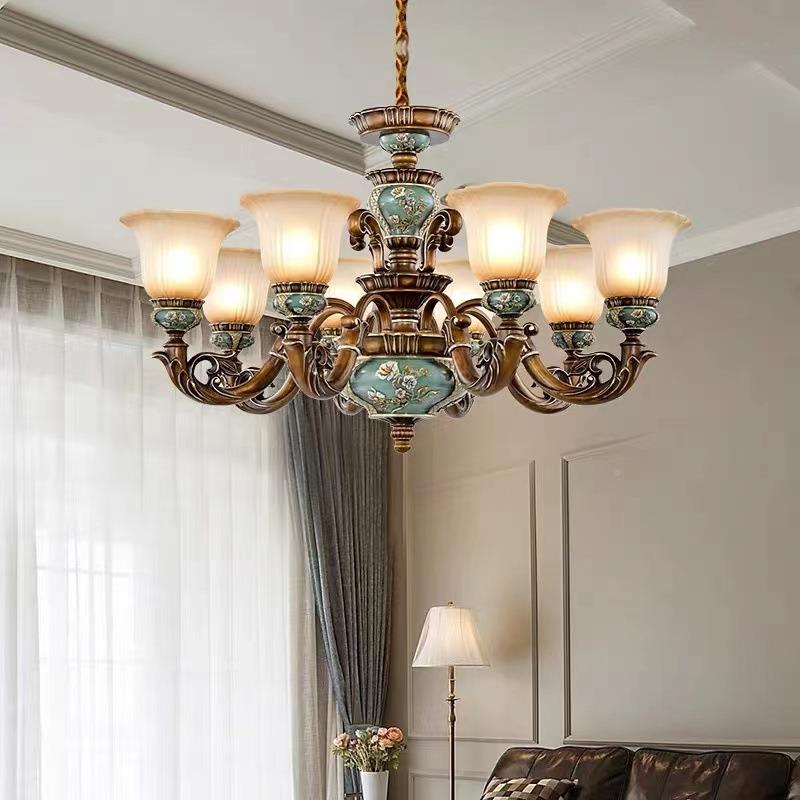 欧式吊客厅灯美式卧室灯奢华气餐6811厅大灯约树简脂灯具201灯9年