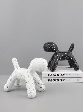 0926欧式轻奢厅抽黑白气球斑点狗树脂摆儿童房客件卧室玄关家象居