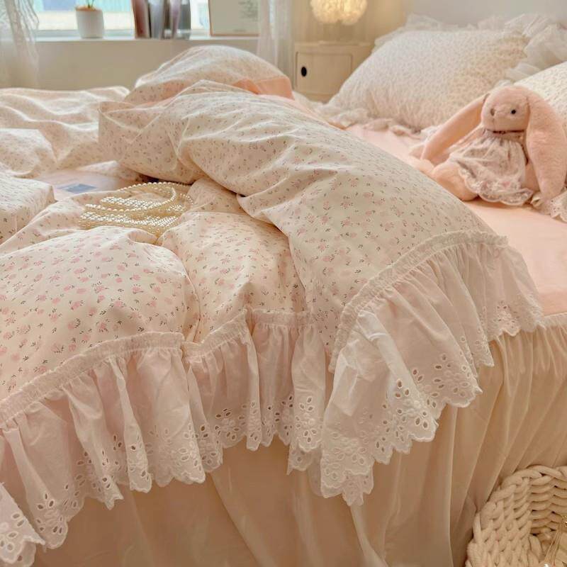 套少女心用韩式花边小碎花四件棉棉床IVP裙公主被套床上品