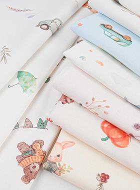 a类布数码印花全棉面料40sZKT卡通汗印花棉毛织布婴针儿纯棉双面