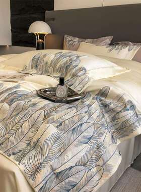 11013/4/轻奢14长0支棉四件套高端全棉样板房被套纯棉床绒笠四柔