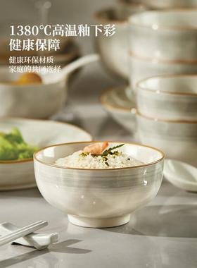 釉墨色陶瓷米饭0碗家用225吃新款饭碗好看的下彩小碗F97989HH盘子