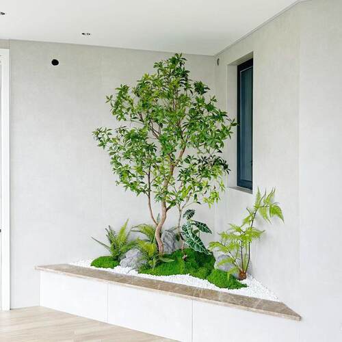 2020仿真马醉木仿树天井装饰大型绿植室内橱景观窗商超假花真造景