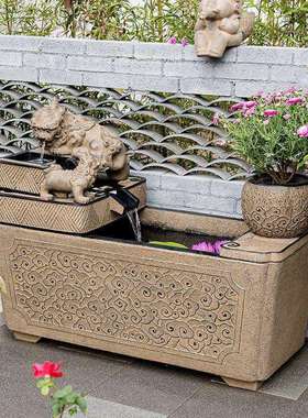 大流水摆件循环泉水鱼户外型装饰养鱼62047池庭院造景喷水景观缸