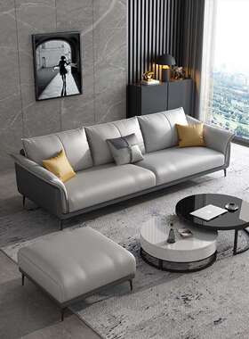 新技款免洗乳科布DDL式极简客厅布意艺沙发小户型双胶人三人轻奢