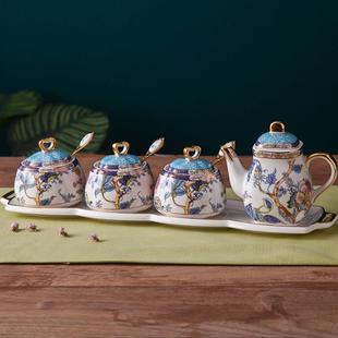 创意颜值调味罐陶料组合家用854油盐酱醋调味品瓶罐子瓷糖高罐调