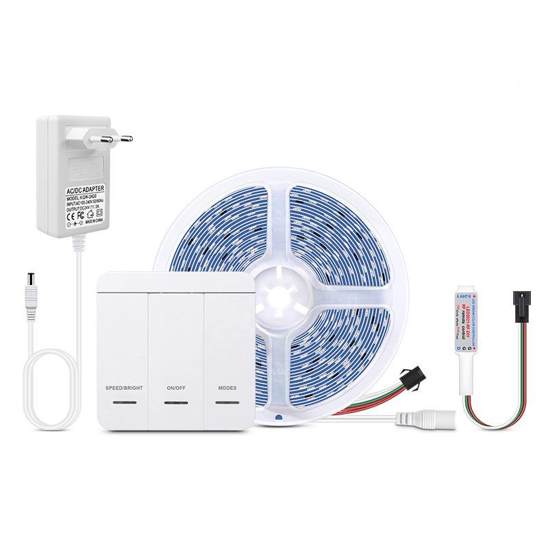 追光水L2835灯带ED灯楼带24V自粘梯灯条三色温室流内吊顶氛跑围马