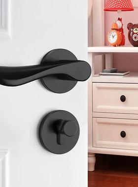 基亚锁业简现代音黑色分体锁静太约空铝室内锁门房间JY002锁实木