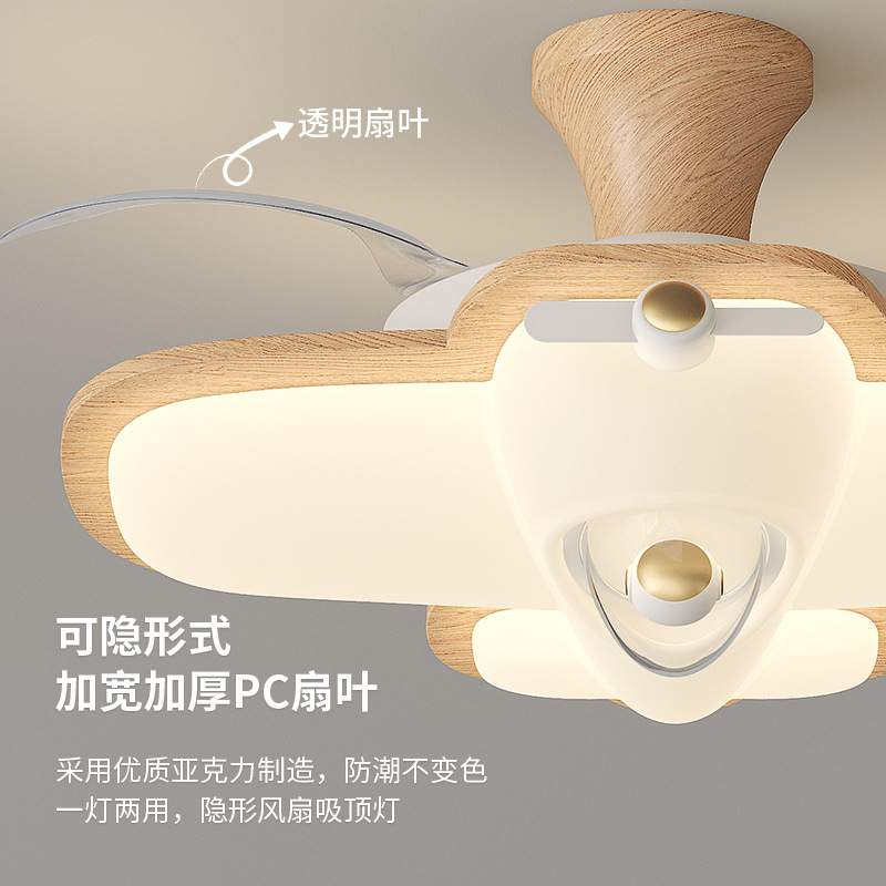 新款卡通气球隐形风扇灯护眼全光谱卧室灯奶油风创意儿童房间吊灯