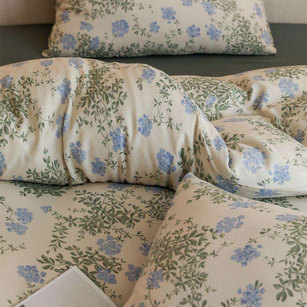 超软糯小碎花定民织定染双XC绉布纱宿件款层亲肤可裸睡床上四套