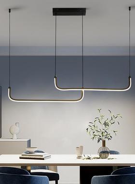 意式主极简全黑色餐厅吊灯条灯铝led轻奢一字型长吧台HM-018办公