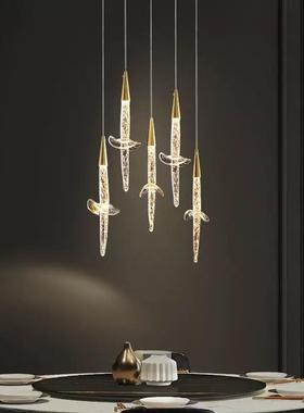 MC277楼梯长吊灯现代约别墅轻奢客厅餐厅lof红t个性网吊复式楼线