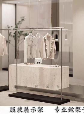 女服装店列地式中岛落架服装展示架木质男JB-21024新款陈架网红胡