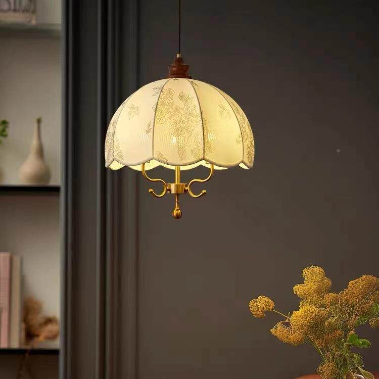 法式复古田园中风布艺餐复厅卧34室吊灯胡桃木古印花唯美古灯美式