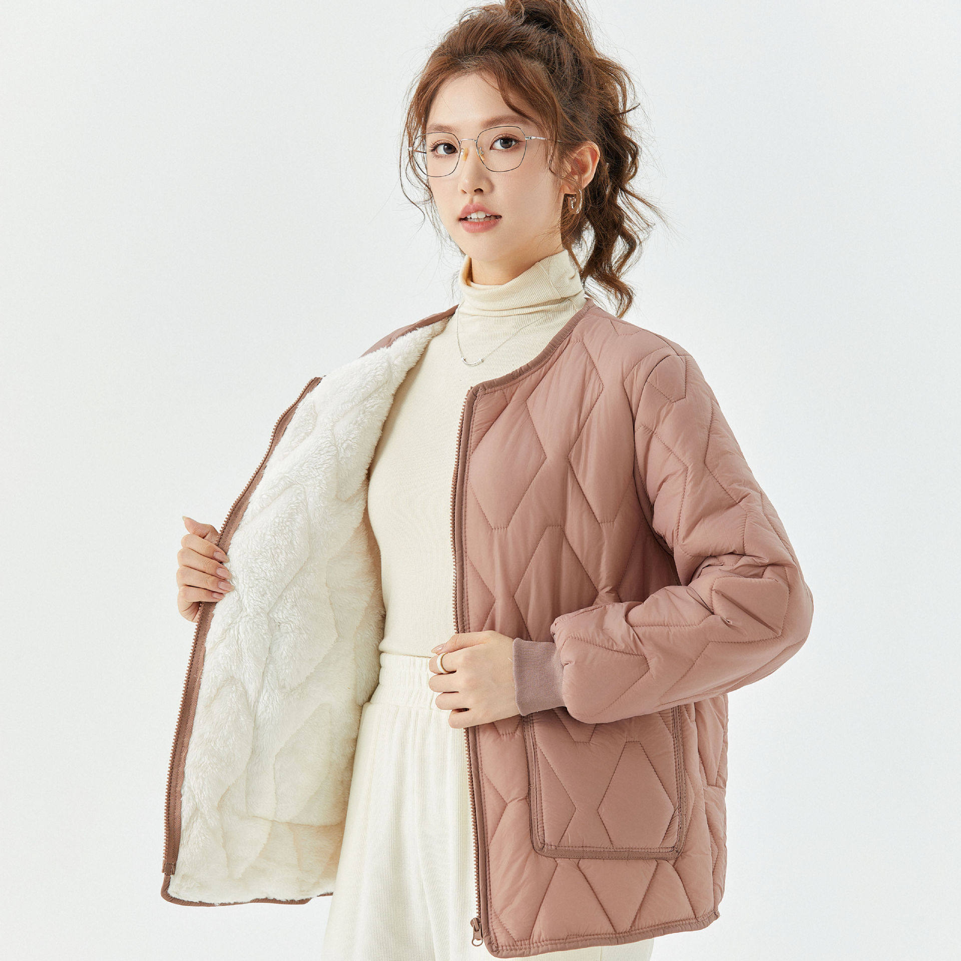 冬季女士加肥加大加厚加绒拉链保暖长袖棉衣男女情侣款棉服2535