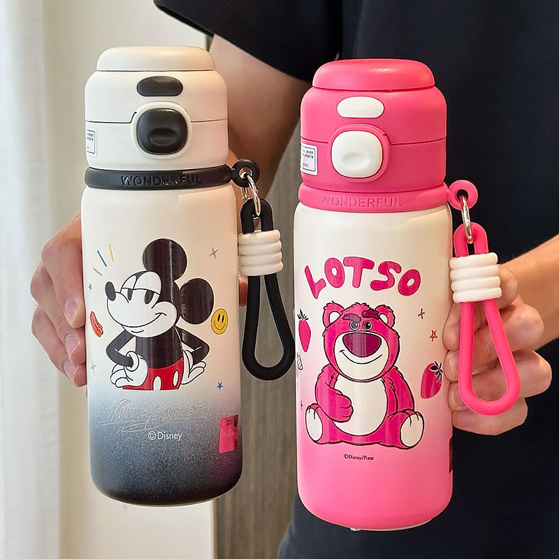 草莓熊儿童水杯幼儿园防摔上学专用保温杯男女孩学生吸管杯子