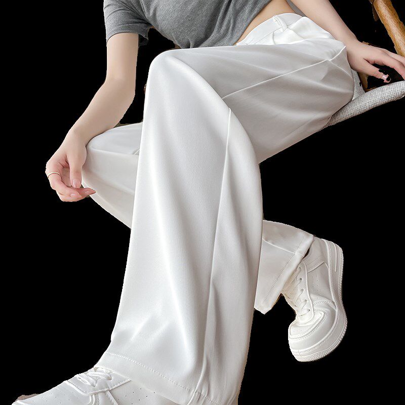 黑色阔腿裤女夏季薄款2024新款窄版直筒高级感垂感小个子西装裤子