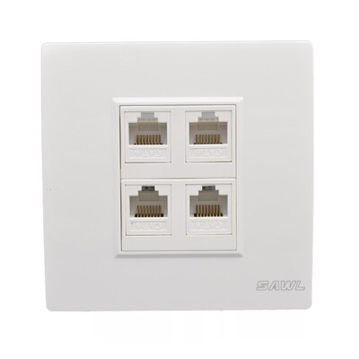 4口免打六类网线插座4位电脑开关四口网络86型网线口模块信息面板