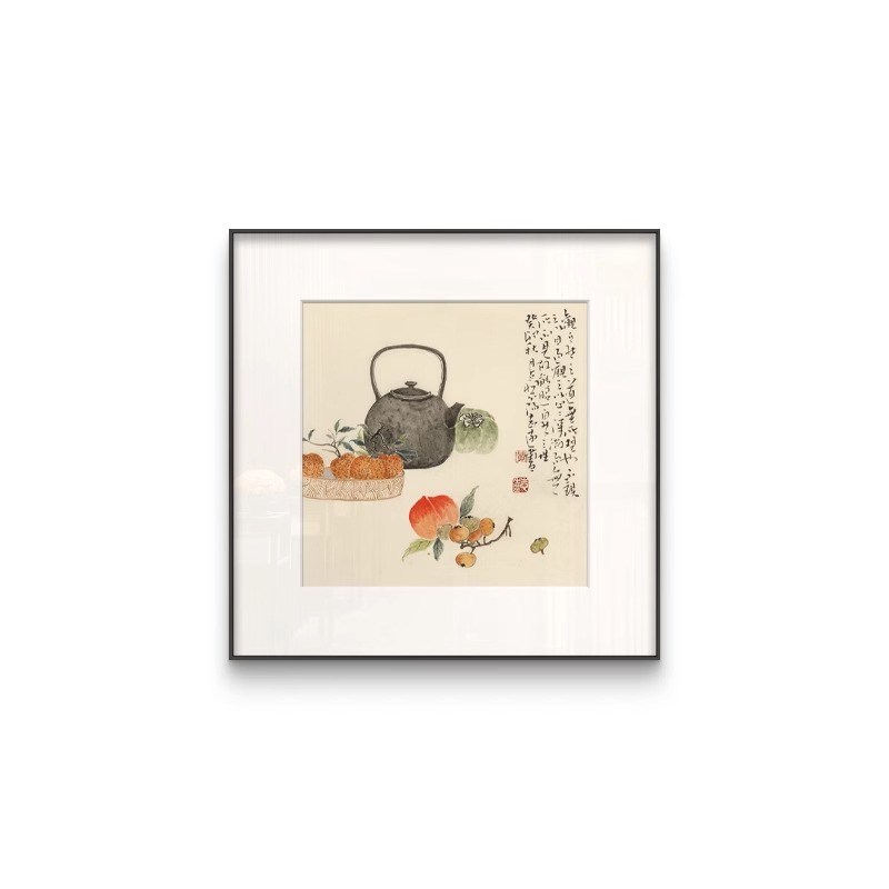 新中式茶室装饰画书房客厅壁画创意书法字画新款绿色禅意方形挂画图片