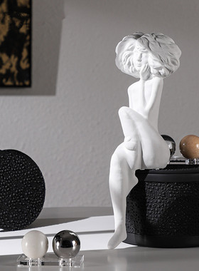 雕塑人物美女摆件新中式家居书房样板间售楼处陈设艺术装饰品软装