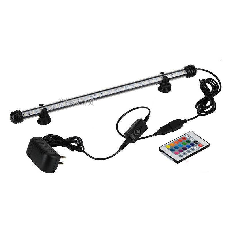 鱼缸超亮LED潜水灯遥控变色鱼缸防水灯管水族箱鹦鹉龙鱼罗汉鱼灯