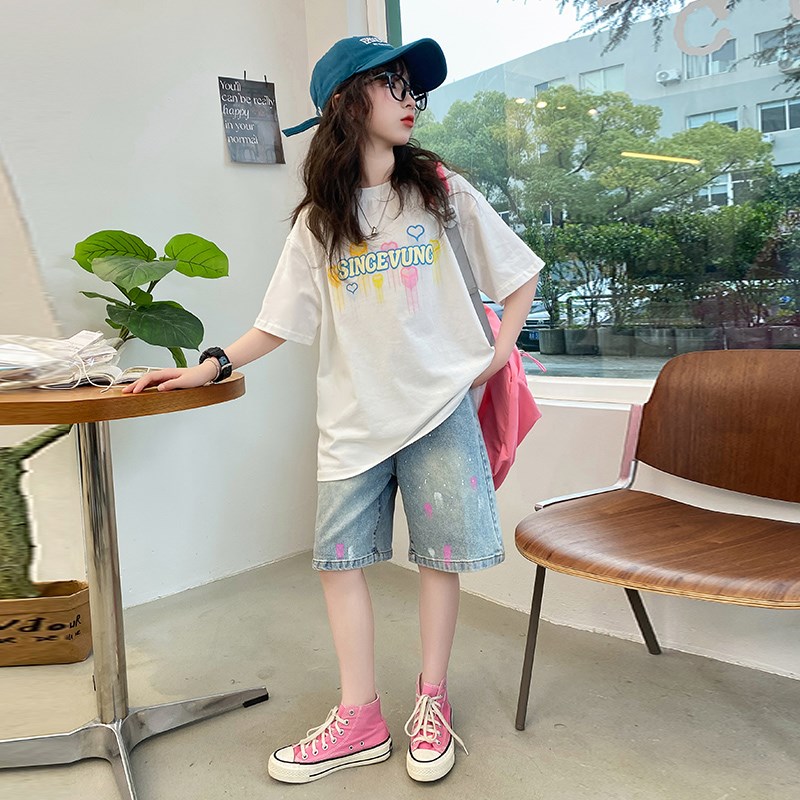 女童夏季时尚套装2024新款2套装