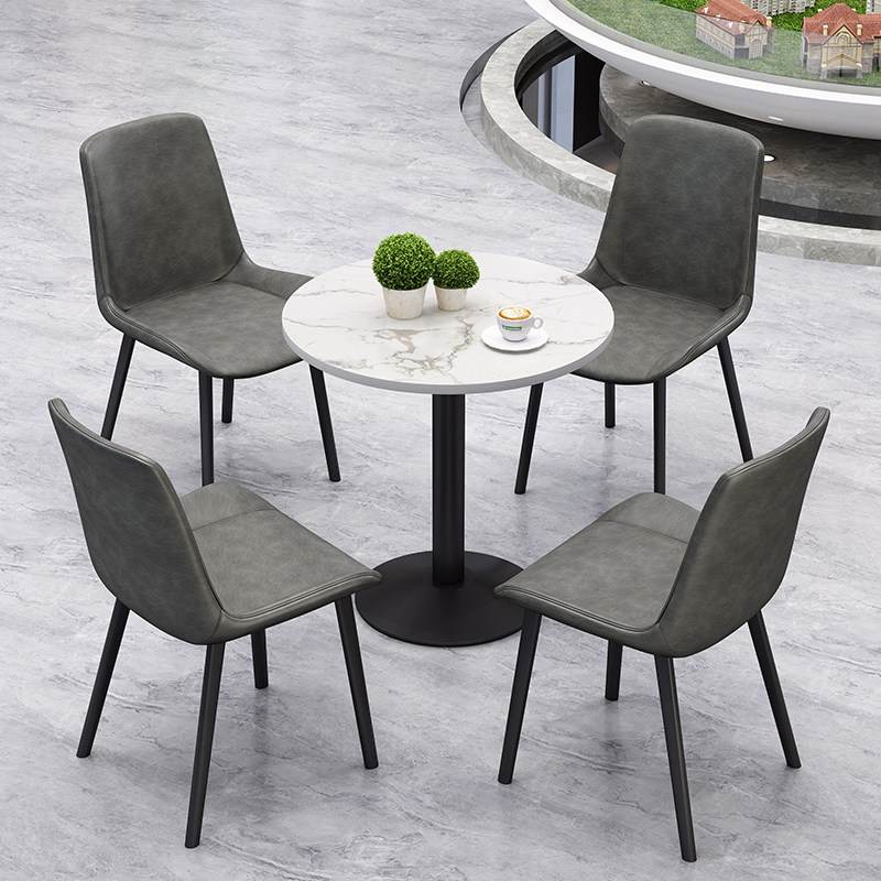 网红轻奢接待桌椅组合售楼处洽谈会客小圆桌简约办公会议桌4人餐