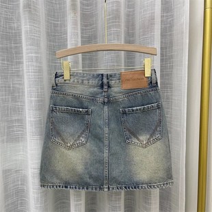 2024夏季新款时尚百搭牛仔短裙简约显瘦A字裙裤短款高腰半身裙女