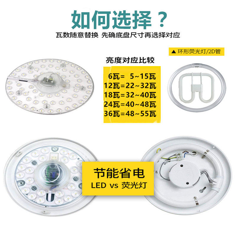 LED圆形吸顶灯管改造灯板白光模组灯盘灯片替换灯芯环形节能灯泡,家装灯饰光源,LED球泡灯,淘宝优惠券,粉丝福利购,淘宝优惠卷