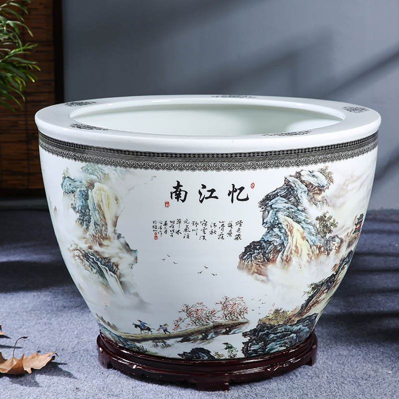 陶瓷花盆手工陶瓷碗莲荷花盆水缸种铁树发财树庭院花盆特大号瓷缸