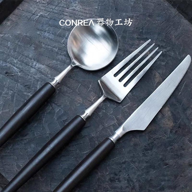 柚木手工日式筷子勺子餐具套装一人家用高档新款便携单人装高级感