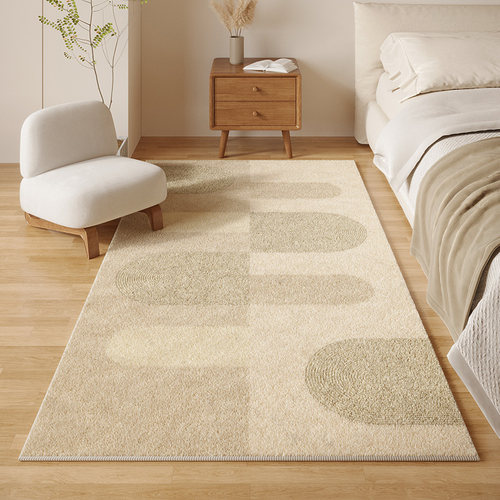 日式卧室床边地毯客厅侘寂风地垫房间奶油风飘窗垫子防滑床边毯