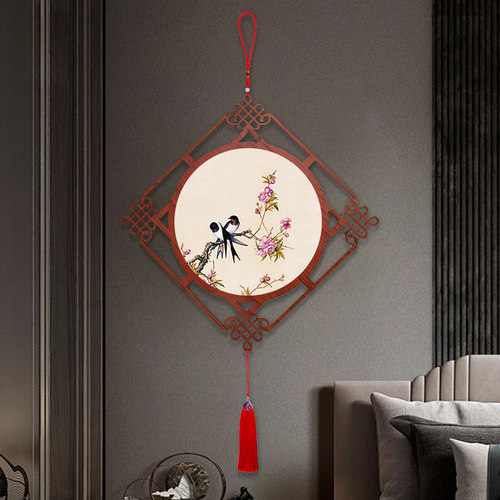 花鸟国画新中式中国结挂饰入门玄关装饰画客厅过道挂件餐厅墙壁画