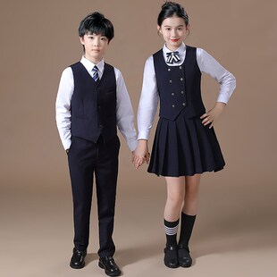 儿童大合唱演出服中小学生朗诵比赛服装学院风女童套装演讲礼服男