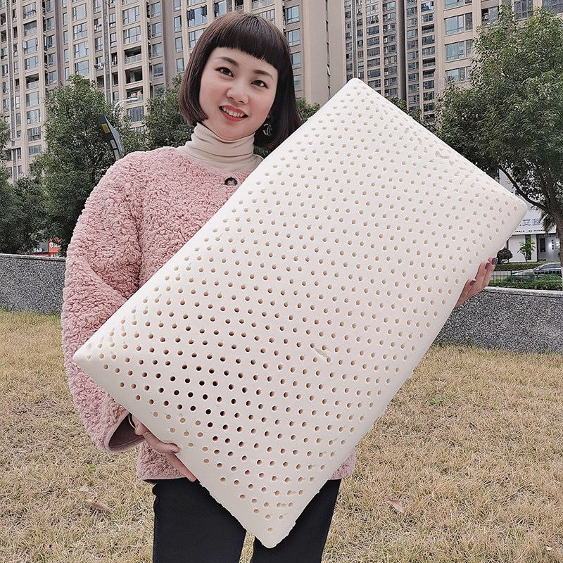 单人枕头48x74cm天然乳胶枕防螨橡胶枕结婚乔迁家用酒店宿舍枕芯