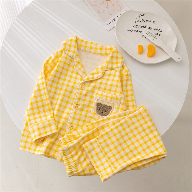 男童睡衣春秋季纯棉儿童长袖翻领家居服宝宝春款女童中小童套装女