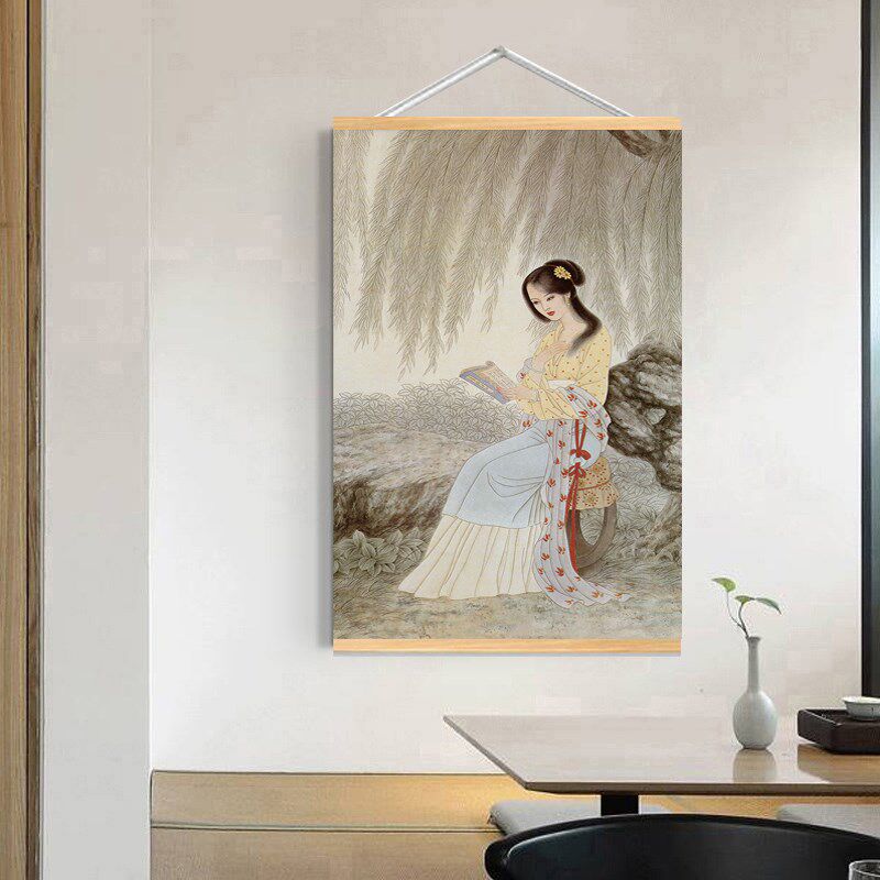古典人物工笔仕女图客厅竖版美女装饰画书房卧室茶楼国画卷轴挂画