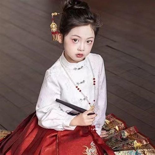 女童马面裙秋冬儿童汉服古装春秋连衣裙中国风唐装小女孩古风套装
