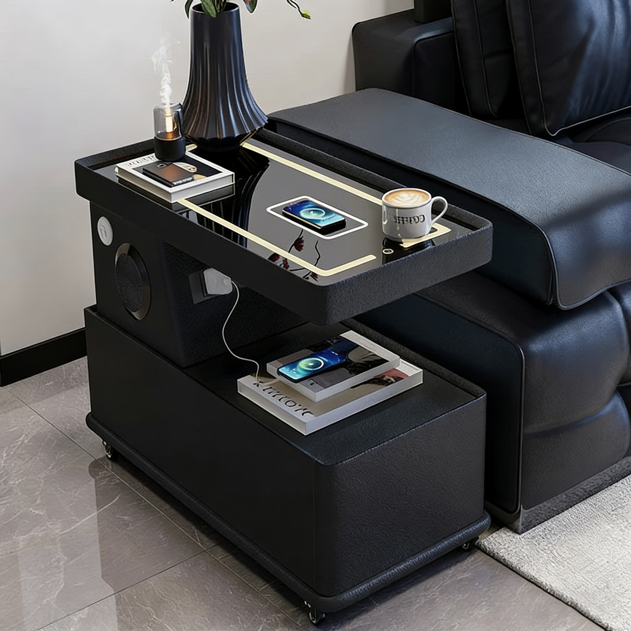 可移动茶几实木现代简约意式沙发边柜多功能蓝牙音响家用移动边几,住宅家具,移动边几/推车,淘宝优惠券,粉丝福利购,淘宝优惠卷