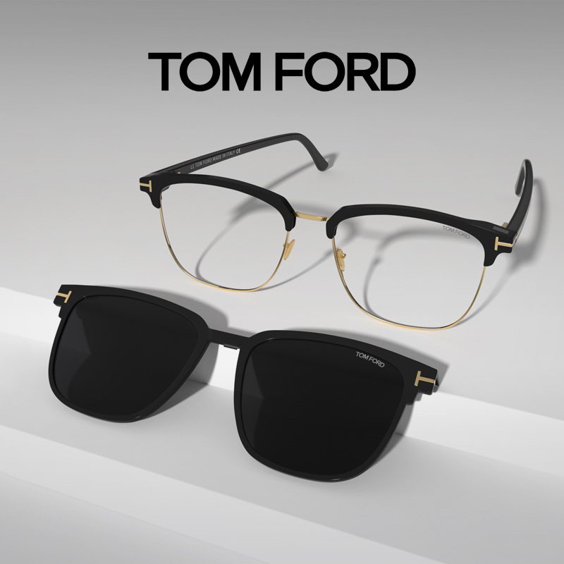 TOM FORD套镜墨镜TF眉线半框近视太阳镜磁吸带夹片眼镜架FT5683-B