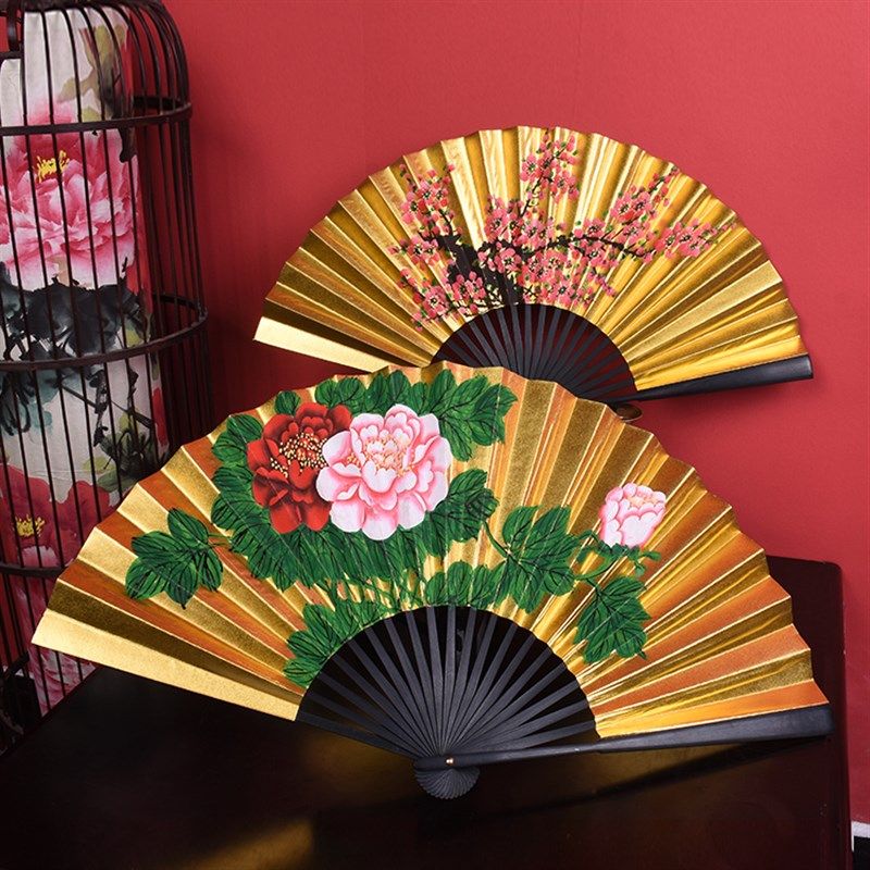 金扇 京剧戏曲用品扇子贵妃醉酒牡丹扇越剧古典舞蹈演出手工折扇