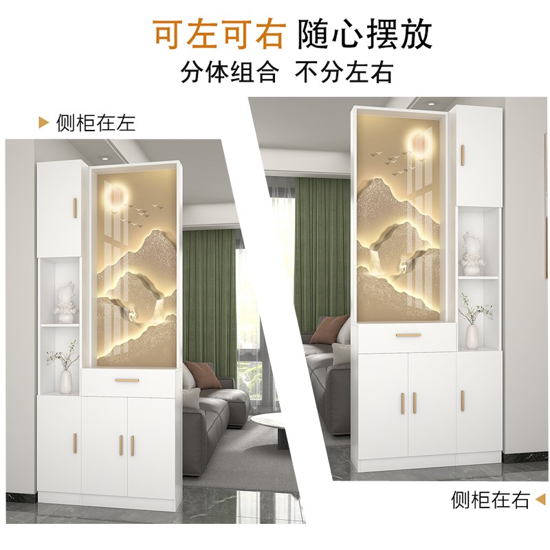 热销日照金山进门屏风隔断柜客厅实木艺术玻璃正对大门入户简约玄